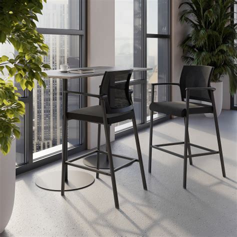 black fabric seat black mesh back aluminum frame|OfficeSource Oslo Mesh Back Stool with Arms and .